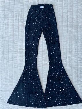Her Pony Bell Bottom Festival Pants | Black & White Stars | AU 6 / US 2